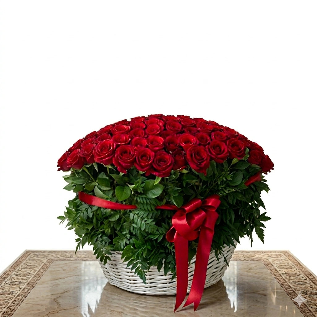 500 Luxury Red Roses Basket – Wedding Flowers Dubai | Custom Bridal & Decor