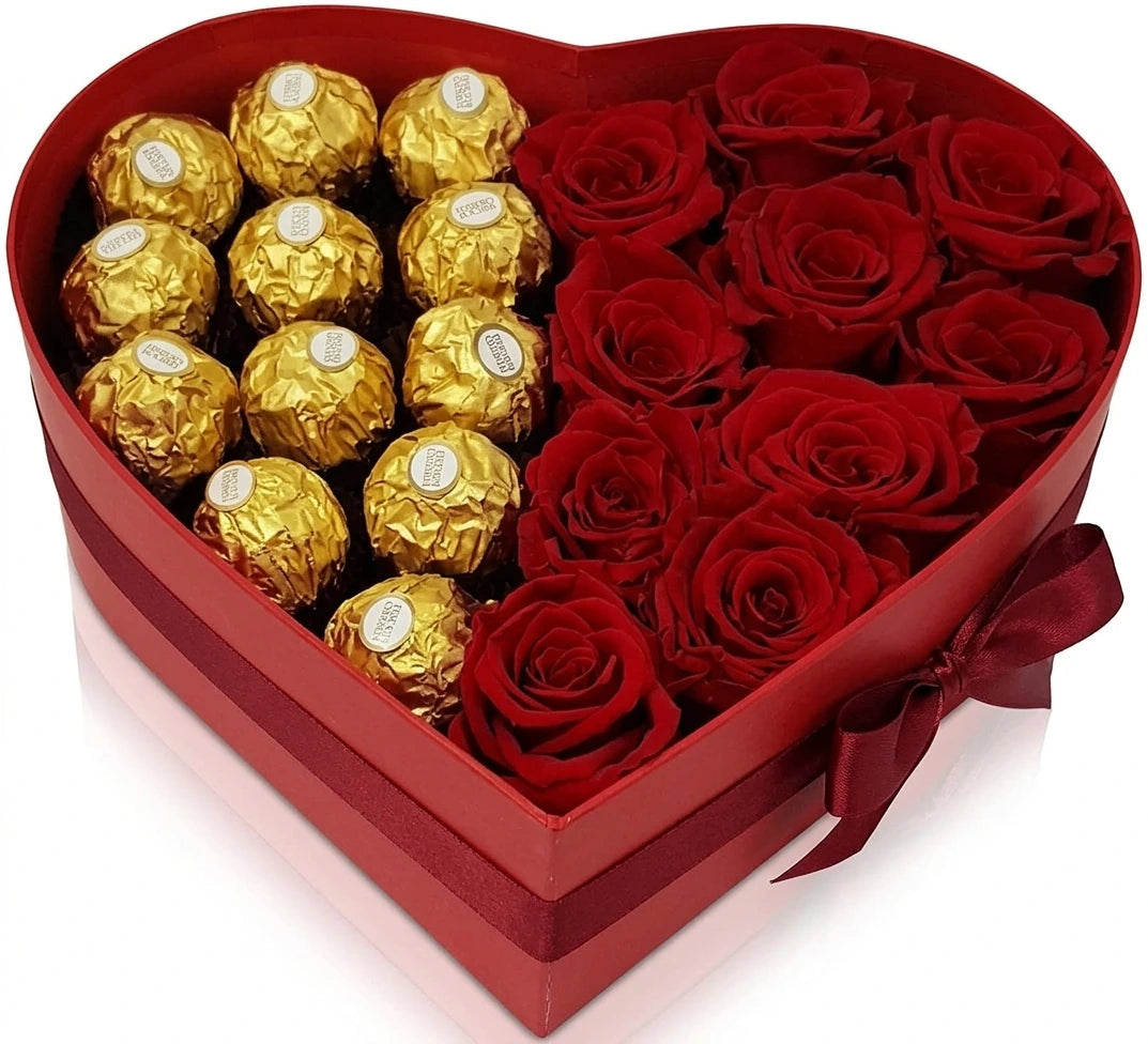 Red Rose & Ferrero Rocher Heart Box | Luxury Gift Box Dubai