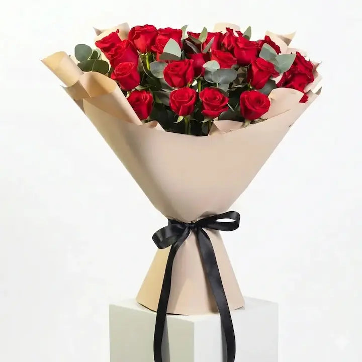 Elite 50 Red Rose Bouquet | Best Birthday Flowers Dubai | Order Cake & Bouquet Delivery