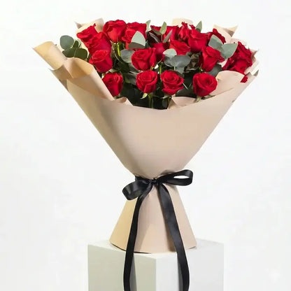 Elite 50 Red Rose Bouquet | Best Birthday Flowers Dubai | Order Cake & Bouquet Delivery