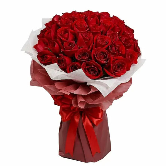 Luxury Red Roses Bouquet – Romantic Fresh Flower Gift for Valentine, Anniversary & Love