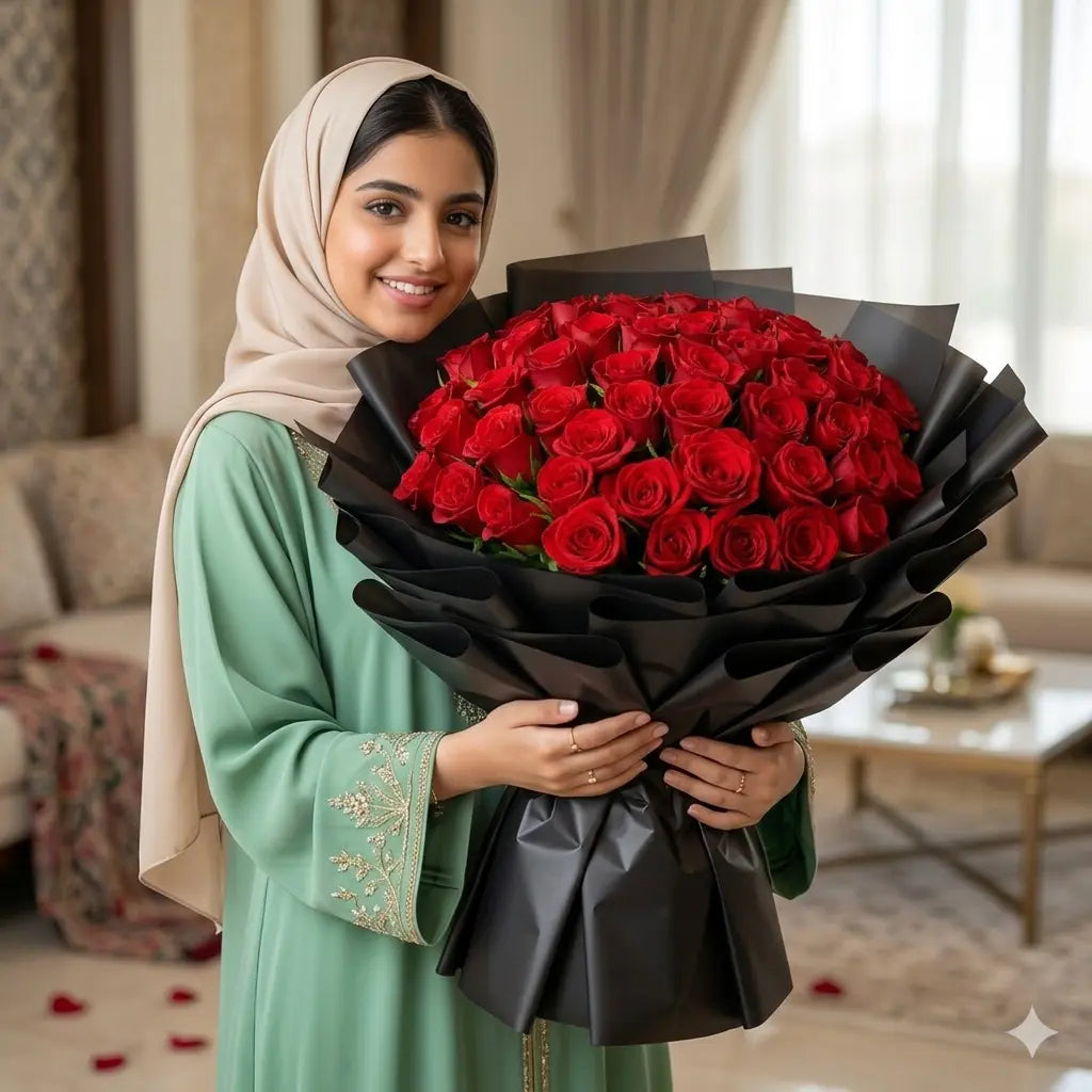 Luxury 50 VIP 1 Hour Flower Delivery Dubai | Fast Fresh Blooms Gifting - FLOWERSBOX.AE