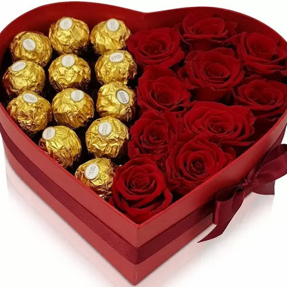 Red Rose & Ferrero Rocher Heart Box | Luxury Gift Box Dubai